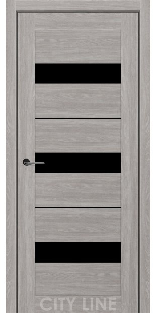 Межкомнатные двери CityLine Express SORANA korfad-express-sorana-dub-gladstoun-grei-cityline-express-s-cernym-steklom